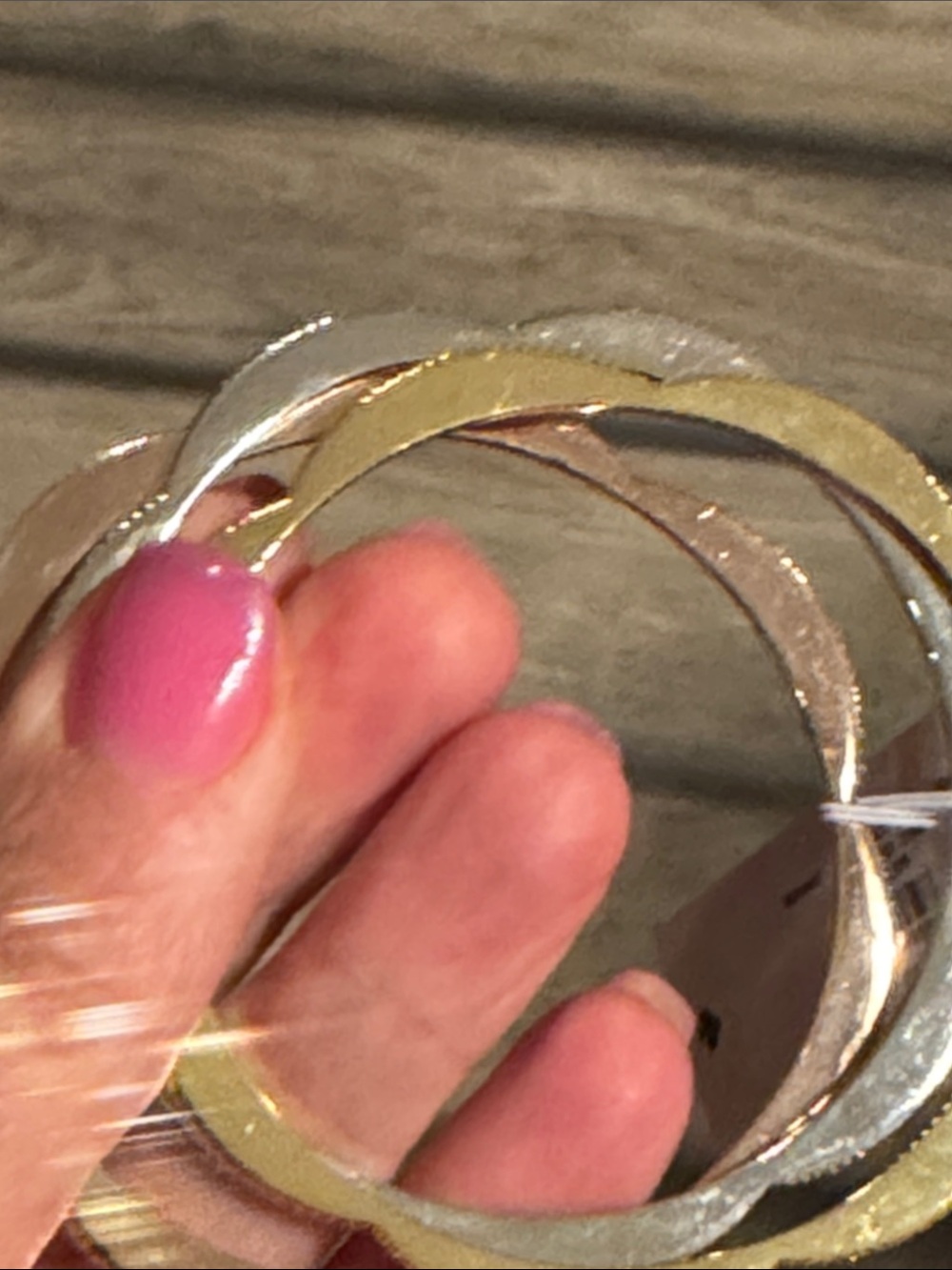 kate spade trio of metallic bangles in rose gold, gold, and silver - Picture 6 of 6